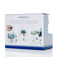 Load image into Gallery viewer, Twist Champagne Coupe Glasses - Set of 2 Blue/Green
