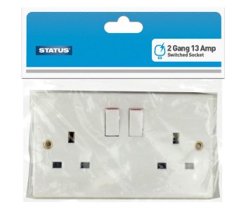 Status 13 Amp 2 Gang Switched Electrical Wall Socket