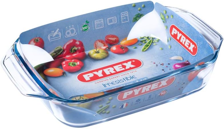 Pyrex Irresistible Glass Rectangular Roaster High Resistance Easy Grip 31x20 cm, 2.1L