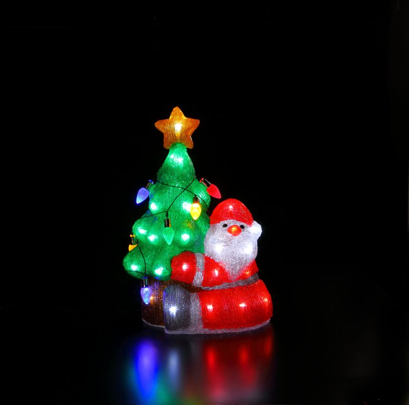 Noma 41cm White LED Acrylic Santa & Tree