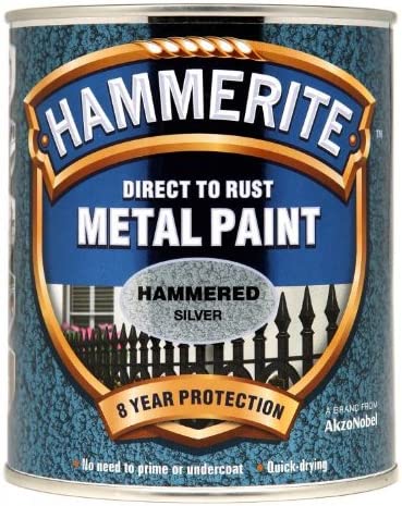 Hammerite Direct to Rust Metal Paint - Hammered Silver Finish 750ML