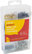 Load image into Gallery viewer, Amtech 500 Piece set of assorted nails, tacks and push pins

