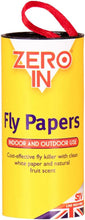 Load image into Gallery viewer, Zero In Fly Papers 8-Pack. FSC Compliant, Sticky Natural Trap.
