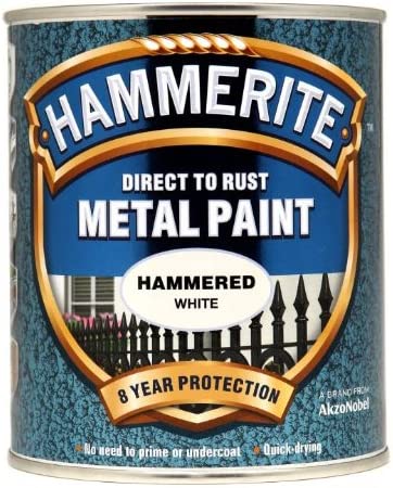 Hammerite Direct to Rust Metal Paint - Hammered White Finish 750ML