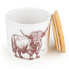 Load image into Gallery viewer, Tea Storage Jar with Wooden Lid - Highland Cow 3pk

