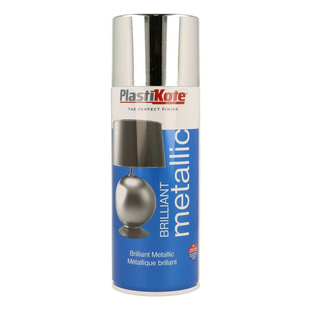 Plastikote Brilliant Metallic Spray Paint, silver, 400ml