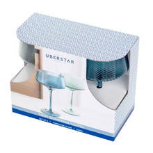 Load image into Gallery viewer, Twist Champagne Coupe Glasses - Set of 2 Blue/Green
