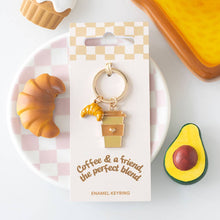 Load image into Gallery viewer, Coffee and a Friend Croissant Keyring
