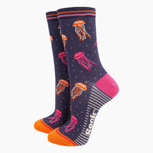 Load image into Gallery viewer, Women's Bamboo Socks - Navy, Jellyfish: UK 3-7 | EU 36-40 | US 5-9
