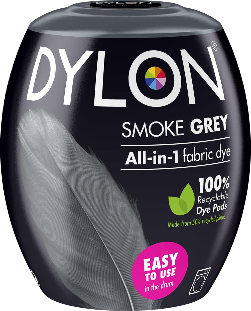 DYLON Washing Machine Fabric Dye Pod for Clothes & Soft Furnishings, 350g – Smoke Grey