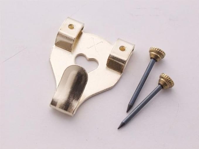 Centurion - No 3 Large Brass Coloured Picture Hooks & Pins - Pack of 3