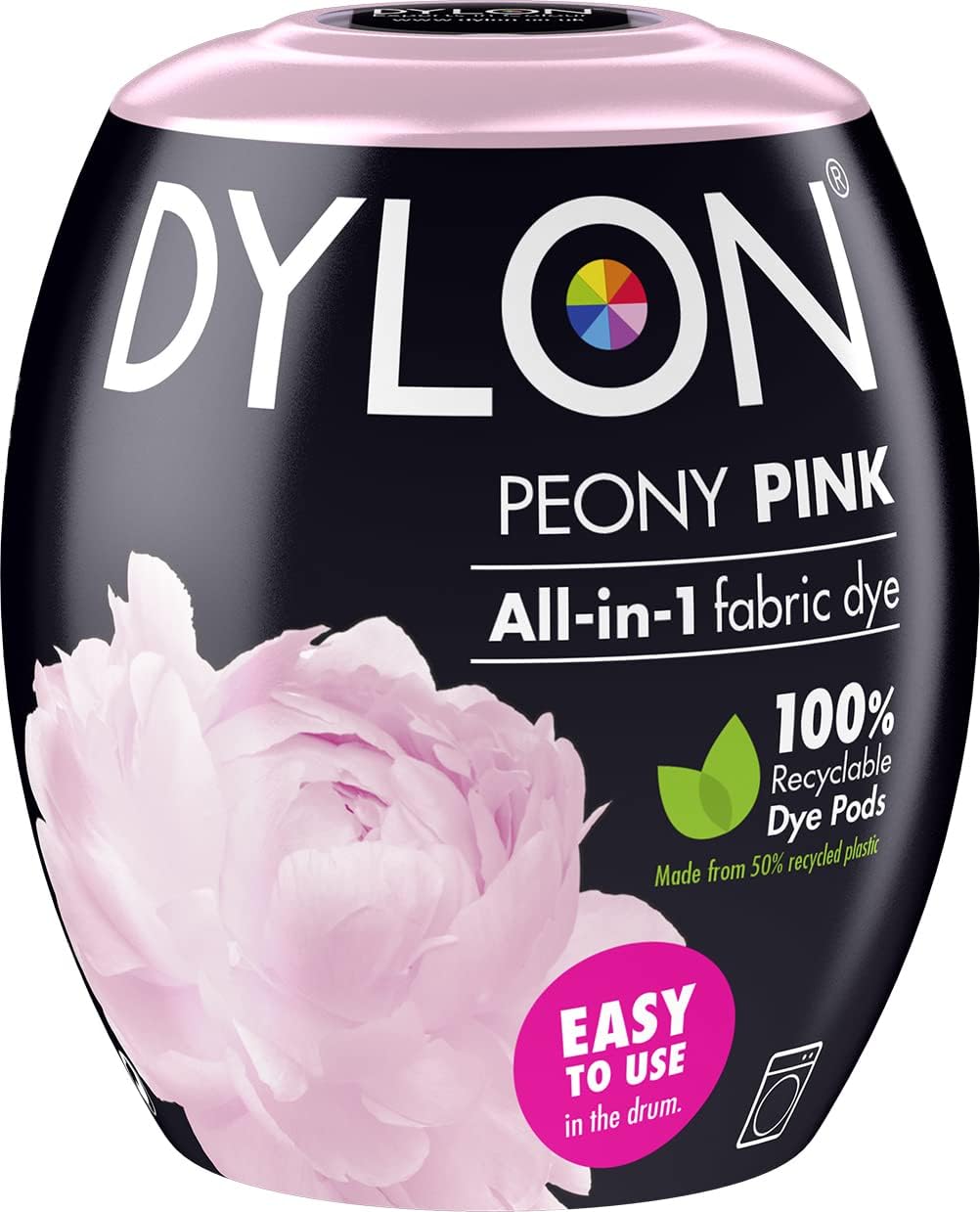 DYLON Washing Machine Fabric Dye Pod for Clothes & Soft Furnishings, 350g – Peony Pink