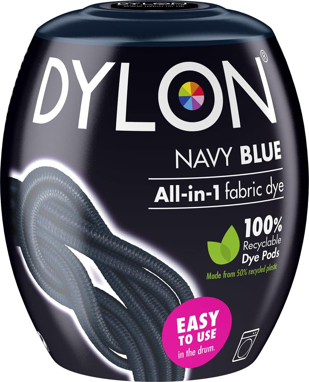 DYLON Washing Machine Fabric Dye Pod for Clothes & Soft Furnishings, 350g – Navy Blue