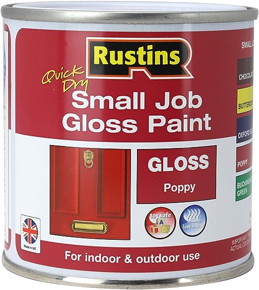 Rustins Quick Dry Small Job Gloss Paint - Red Poppy Gloss 250ml