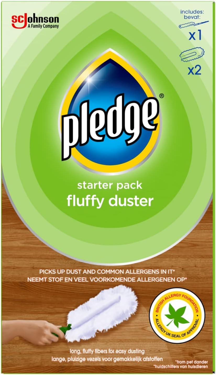 Pledge Fluffy Duster Starter Pack Including 1 Handle and 2 Refills