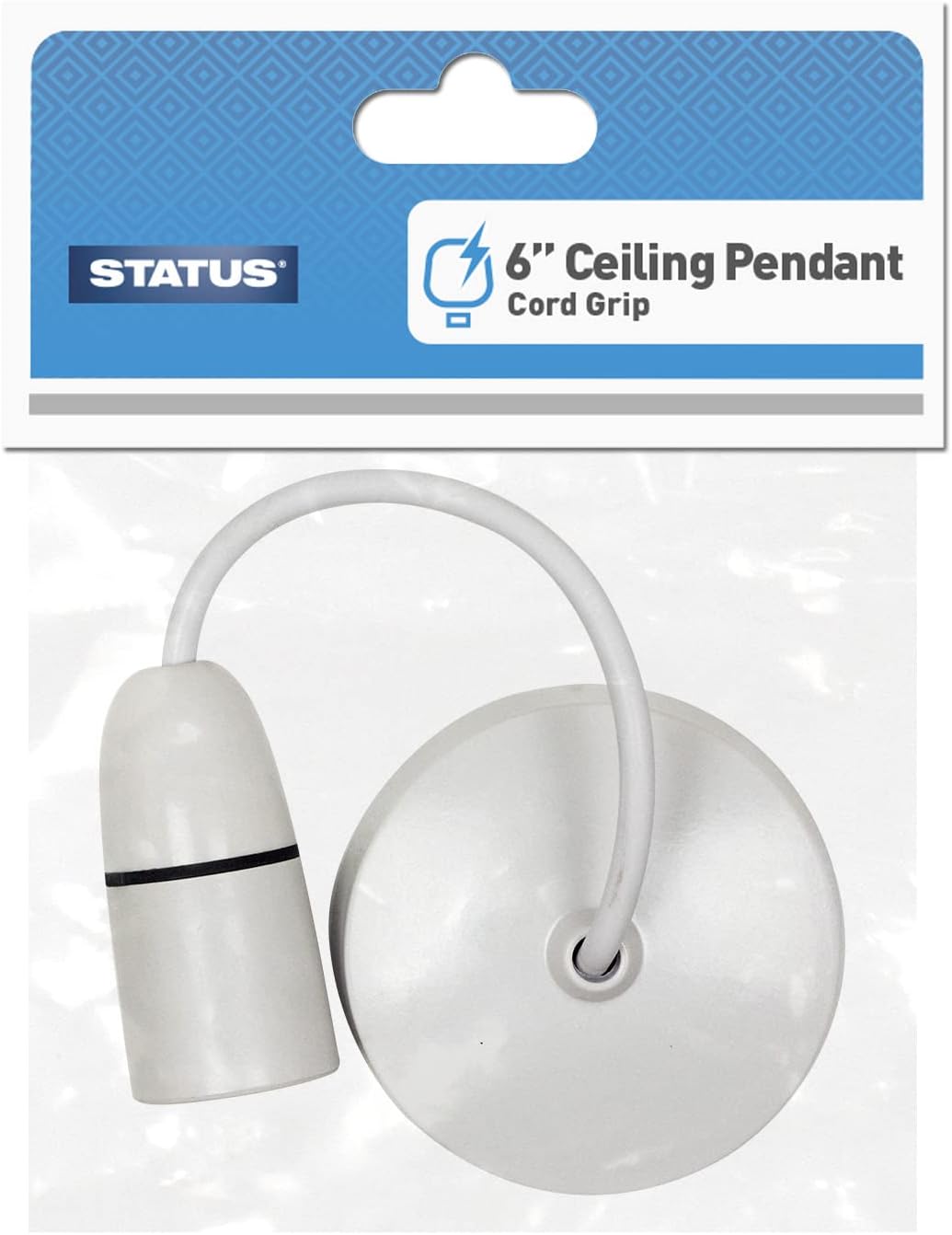 Status Ceiling Pendant Light Fitting | 6 Inch White Pendant Bayonet Light Bulb