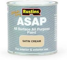 Load image into Gallery viewer, Rustins ASAP Quick Dry All surface Paint Satin Cream 250ml
