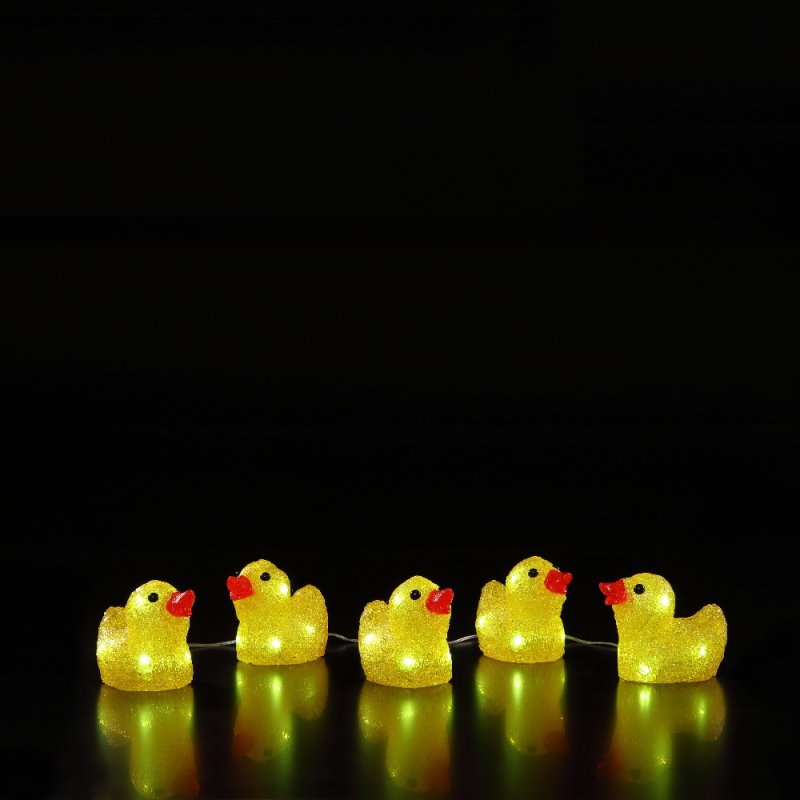 Noma 1.2m Yellow LED Set of 5 Ducks Lightchain - Indoor & Outdoor Use