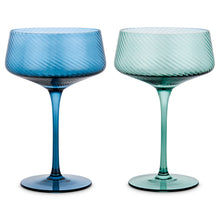 Load image into Gallery viewer, Twist Champagne Coupe Glasses - Set of 2 Blue/Green
