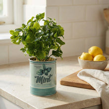 Load image into Gallery viewer, Faux Mint Plant in Tin Pot 6pk

