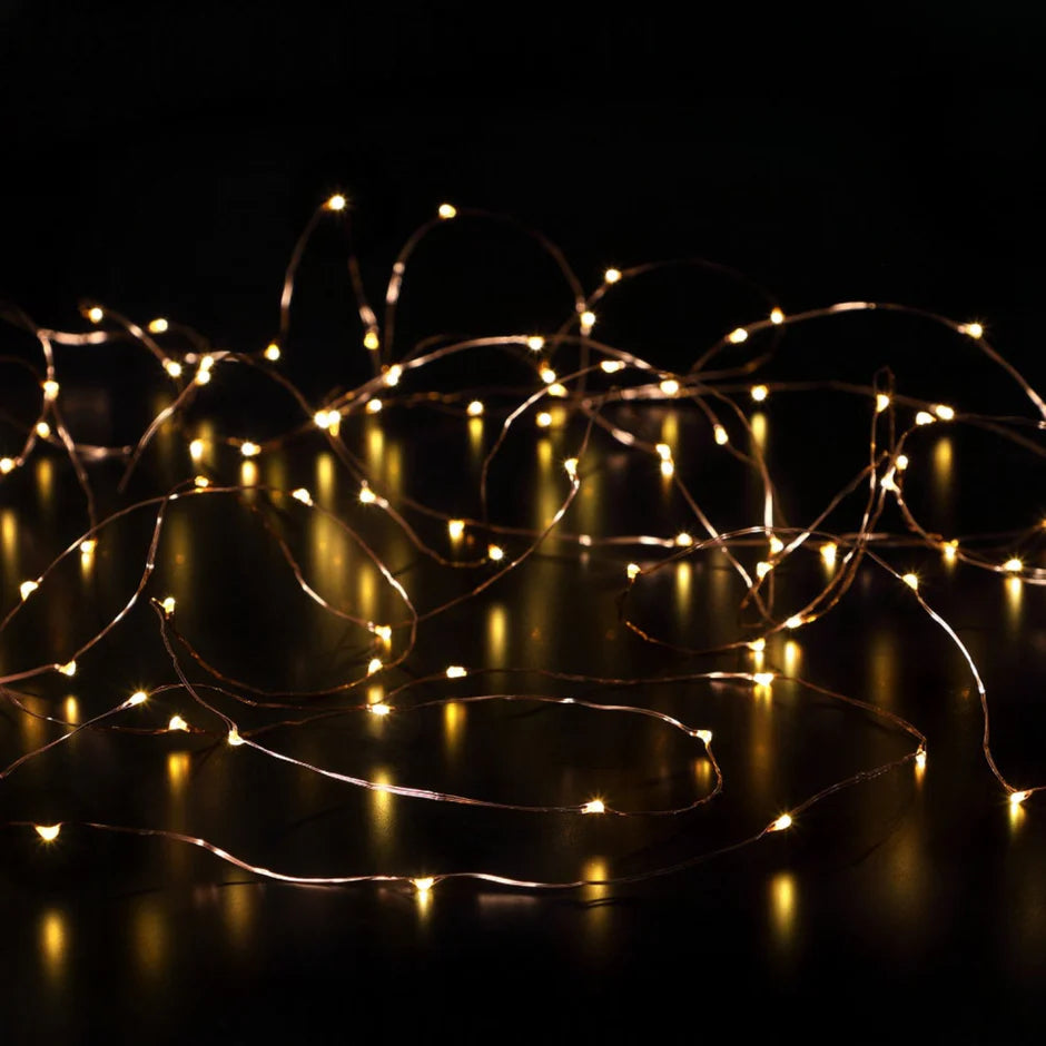 Noma 100 Warm White LED Fit & Forget Battery Operated Copper Wire Lights
