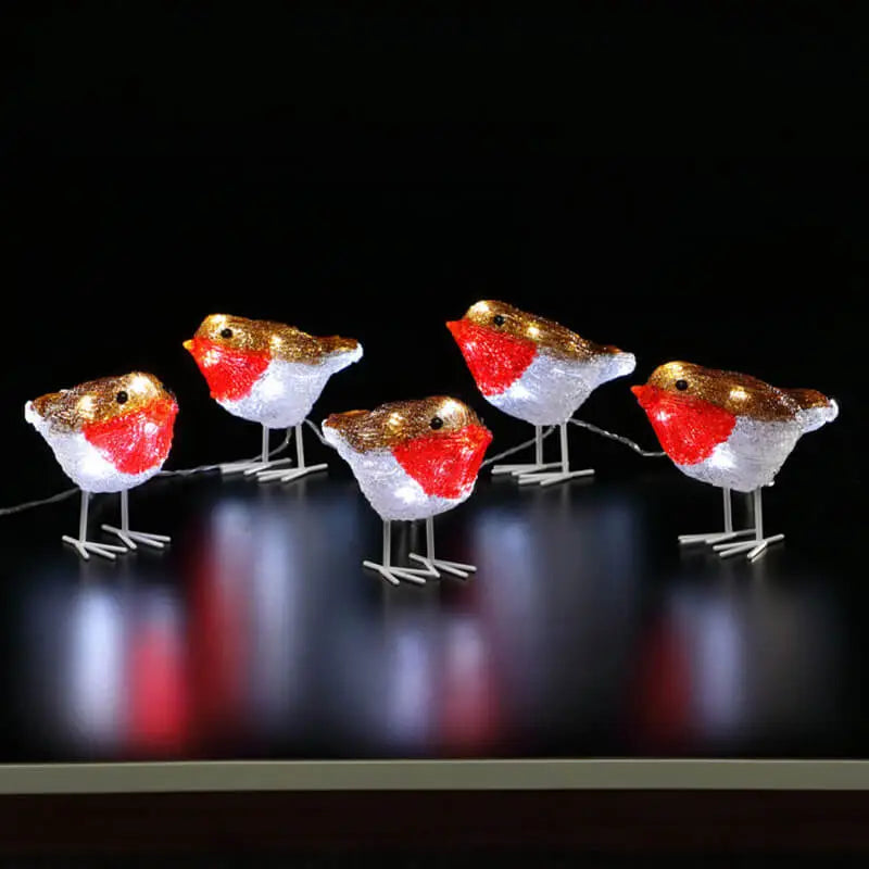 Noma Set Of 5 Robin Lightchain - White LED 1.2m - Indoor or Outdoor Use