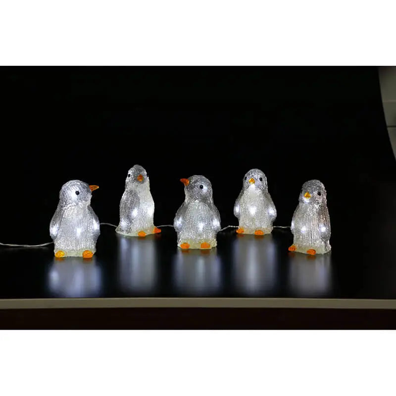 Noma Set of 5 Penguin Lightchain - White LED - Indoor or Outdoor Use