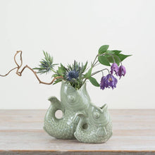 Load image into Gallery viewer, Sage Green Fish Vase, 14.7cm

