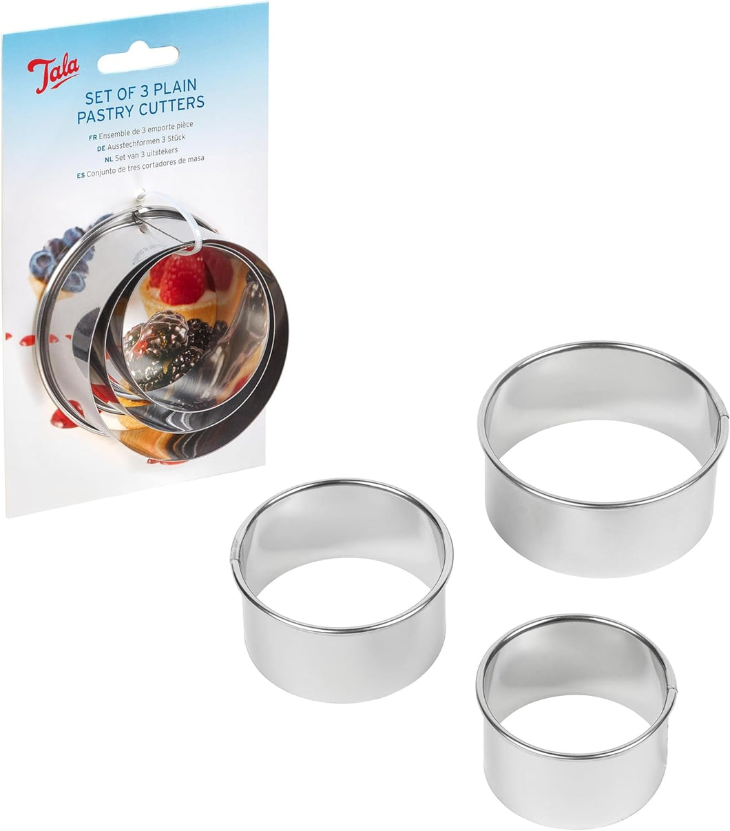 Tala Stainless Steel Pastry Cutters, Set of 3 Cutters in Different Sizes