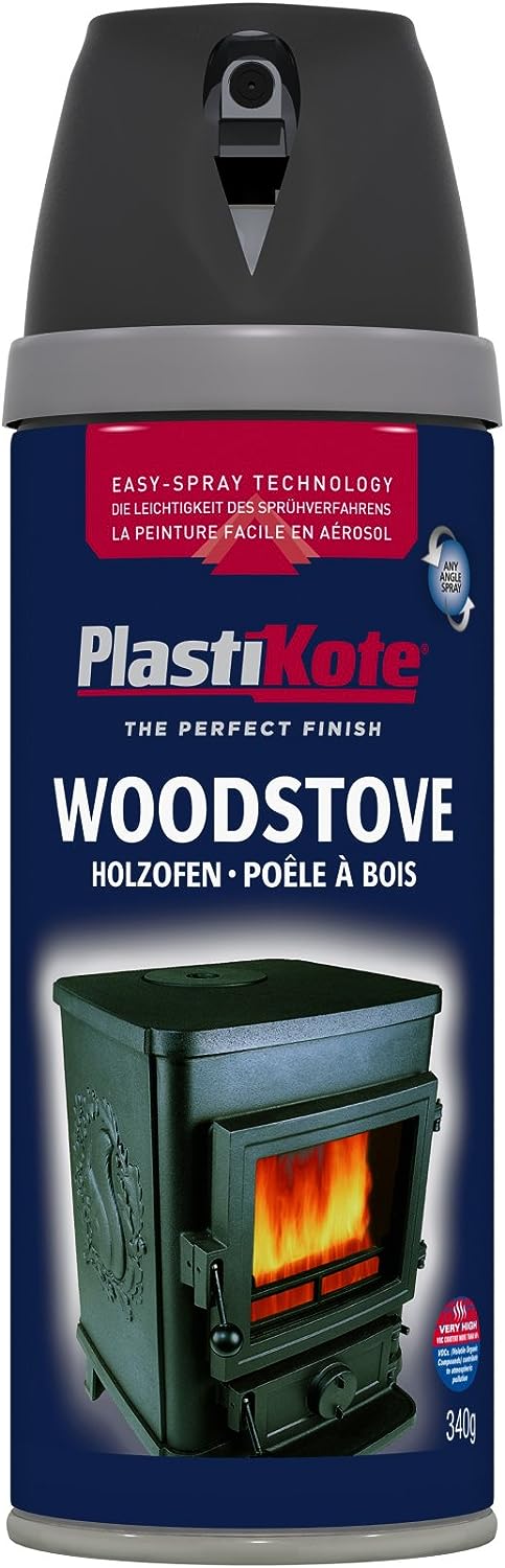 Plasti-kote Wood Stove Twist and Spray ,Black,400ml