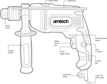 Load image into Gallery viewer, Amtech  710 Watt 13mm Variable Speed Hammer Drill With Reverse 2 Year Warranty
