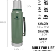Load image into Gallery viewer, Stanley The Legendary Classic Bottle Thermos Flask - Hammerstone Green - 1L
