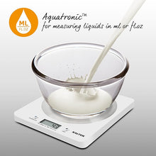 Load image into Gallery viewer, Salter White/Silver Disc Electronic Kitchen Scales
