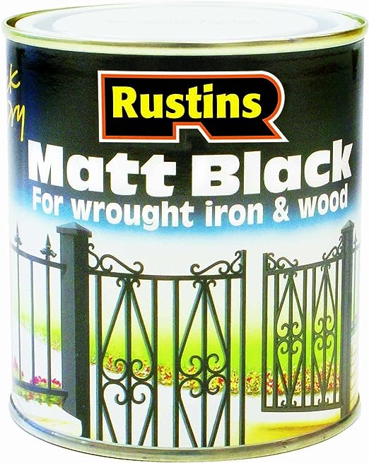 Rustins Quick Dry Matt Black Paint for Wrought Iron & Wood 500ml