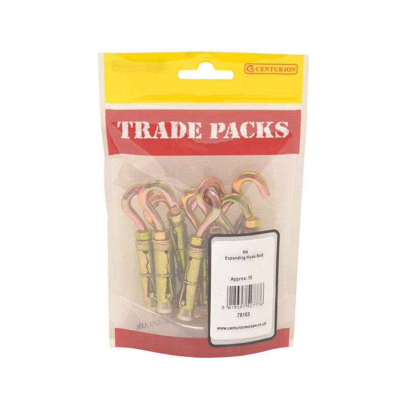 Centurion  Expanding Hook Bolt, ZP, M6 10 pack