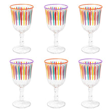 Load image into Gallery viewer, Bright Multi-Coloured Striped Wine Glasses | Kitchenware |

