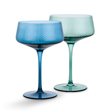 Load image into Gallery viewer, Twist Champagne Coupe Glasses - Set of 2 Blue/Green
