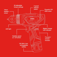 Load image into Gallery viewer, Amtech 12V 2Ah Li-ion Cordless Impact Driver
