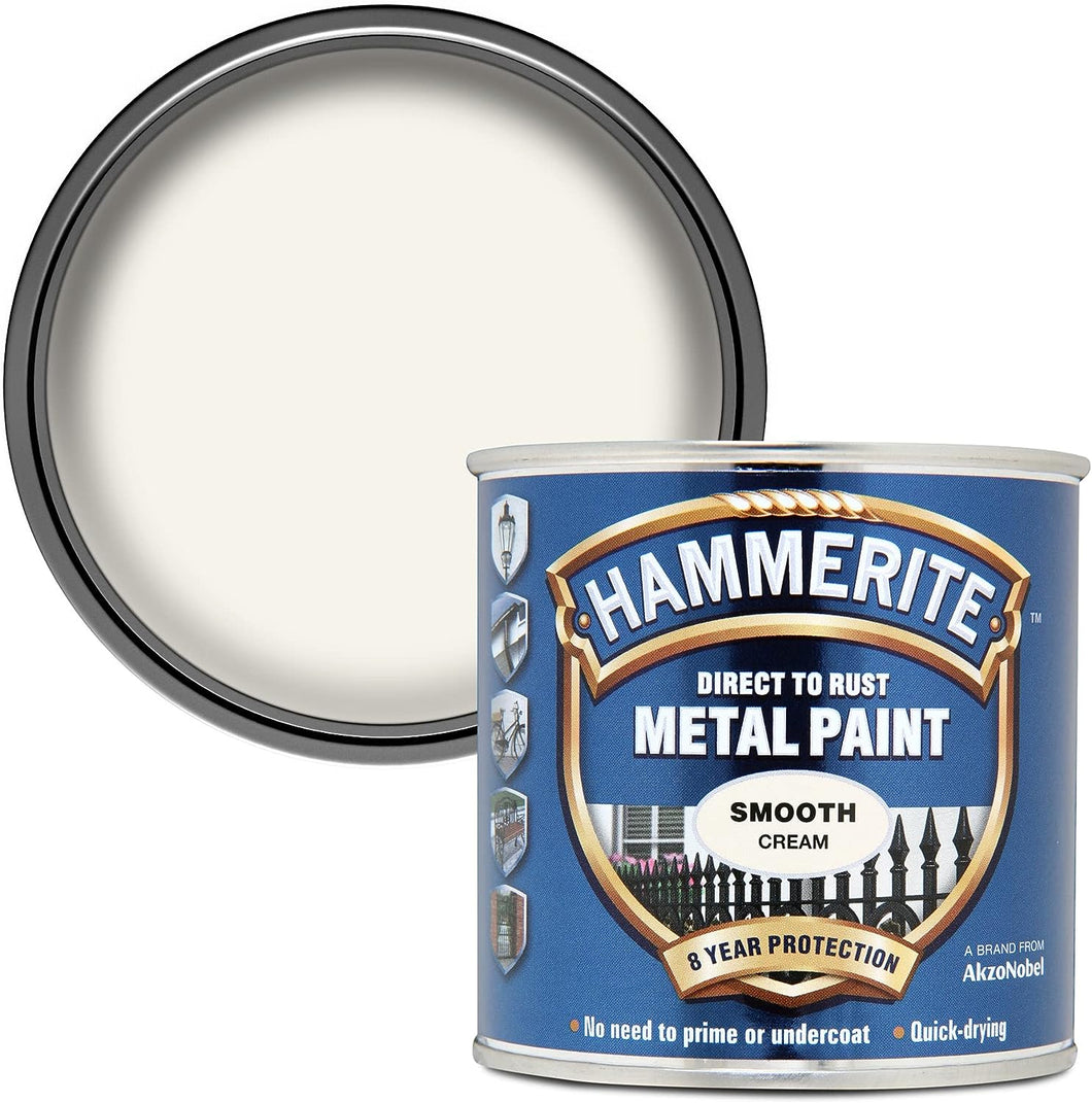 Hammerite Direct to Rust Metal Paint - Smooth Cream Finish 250ML