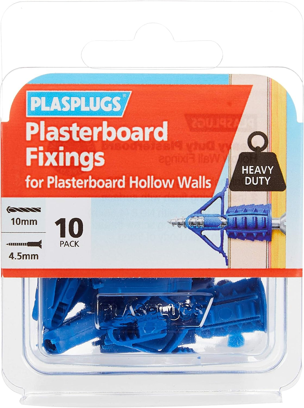 centurion - Plasplugs Heavy-Duty Plasterboard Fixings (Pack of 10)