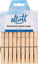 Load image into Gallery viewer, Elliott Traditional Pinewood Clothes Pegs with Contoured Design to Prevent Marking Clothes and Metal Coil Spring for Firm Grip, This Pack Include 36
