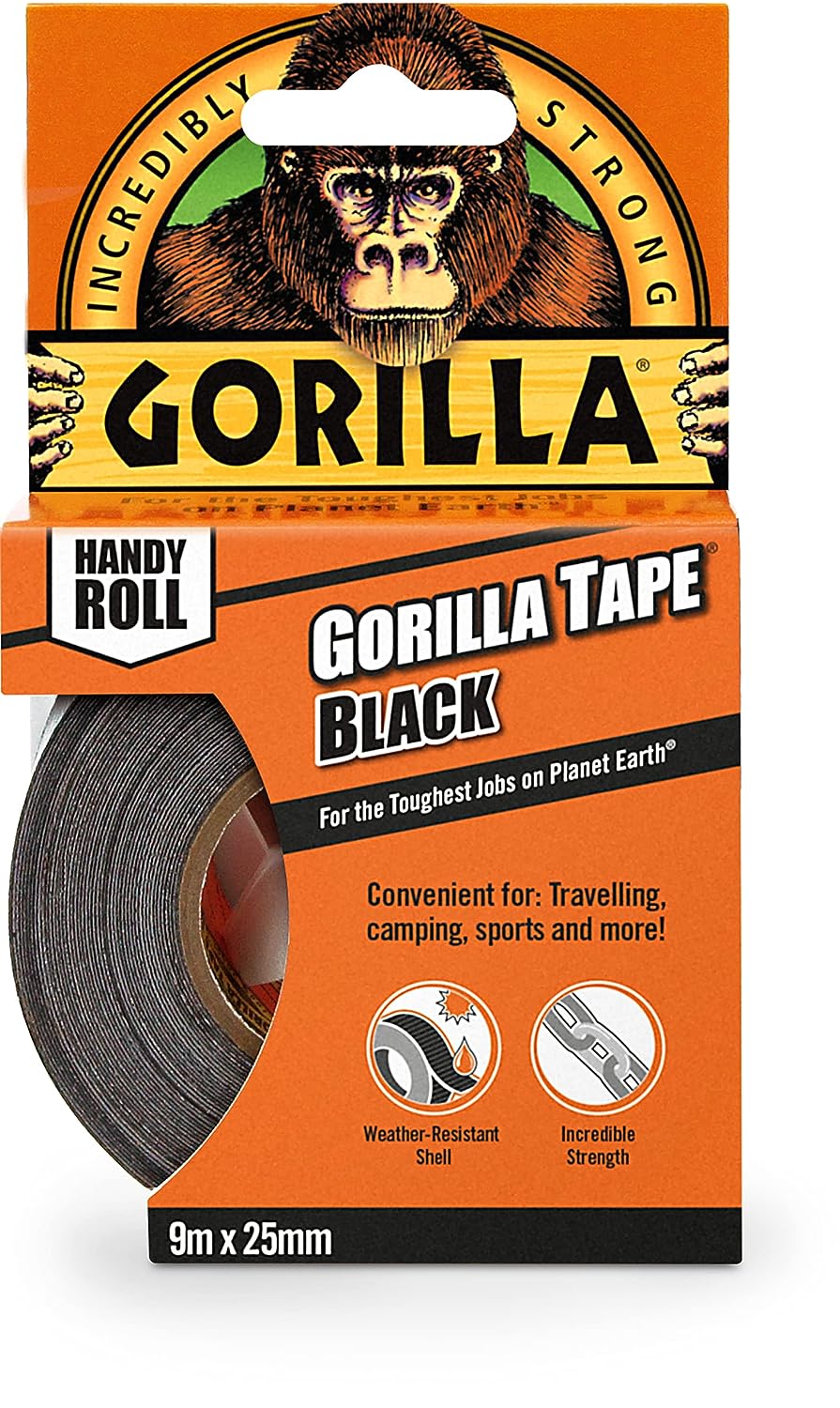 Gorilla Tape Handy Roll Black 9m x 25mm