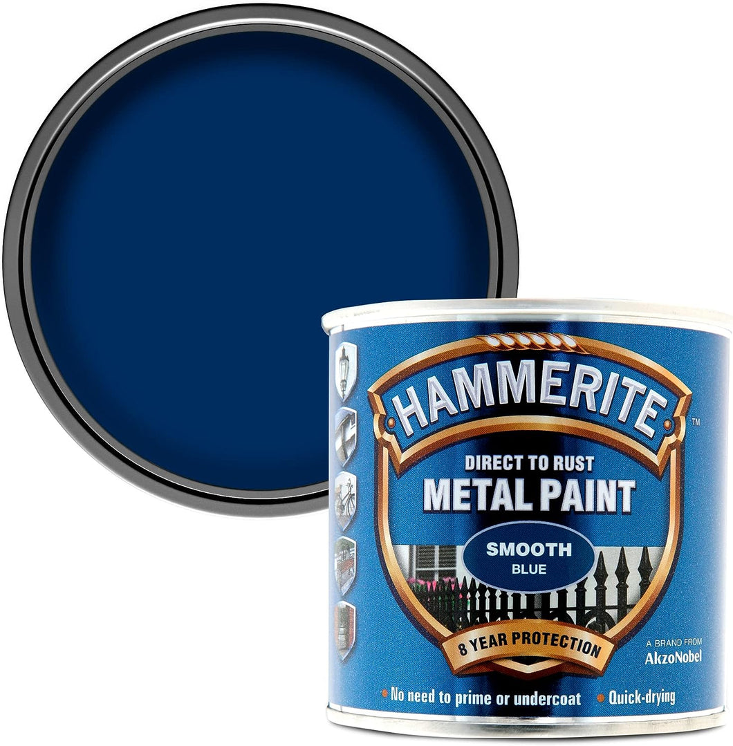 Hammerite Direct to Rust Metal Paint Smooth Blue Finish 250ML
