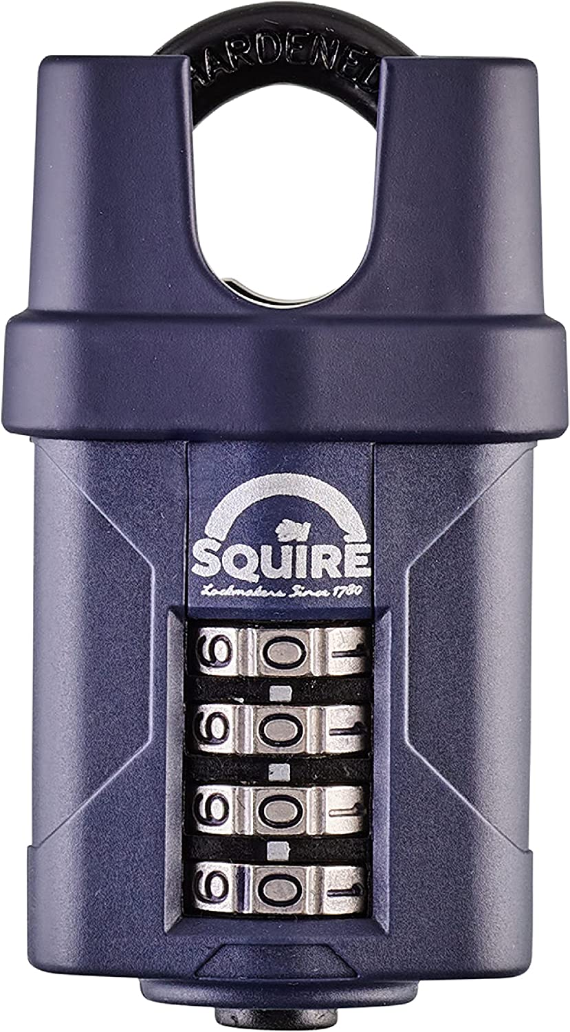 Squire Heavy Duty Padlock (CP40CS) - Toughest Closed Shackle - 4 Wheel Combination Padlock - Alloy Steel for Corrosion Resistance