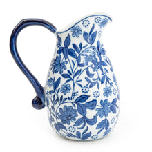 Load image into Gallery viewer, Sumatra Blue &amp; White Large Ceramic Jug 9" 1PK
