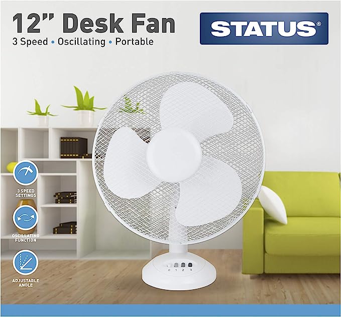 12” White Electric Fan