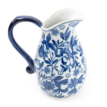 Load image into Gallery viewer, Sumatra Blue &amp; White Large Ceramic Jug 9" 1PK
