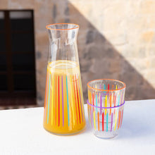 Load image into Gallery viewer, Bright Multi-Coloured Striped Glass Carafe - 25cm | Kitchenware |
