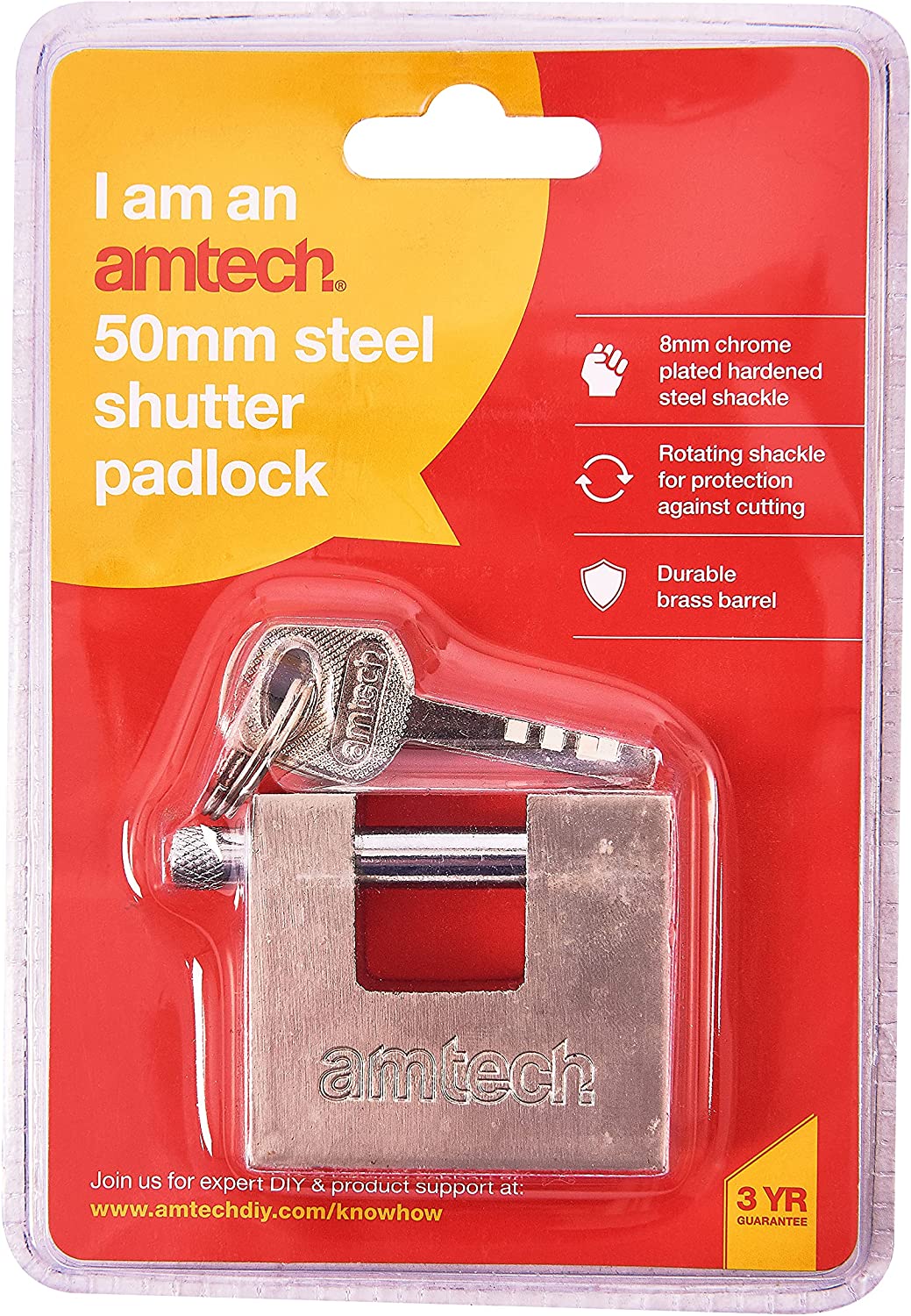 Amtech T1675 50mm Steel Shutter Padlock