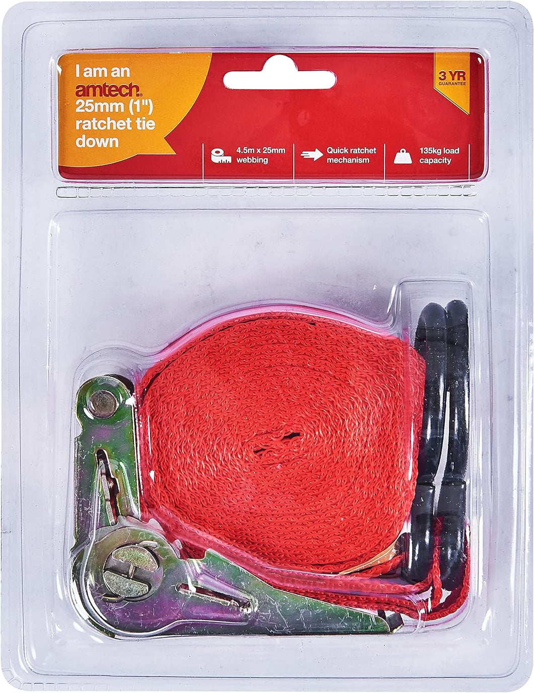 Amtech 4.5mx25mm Ratchet tie down